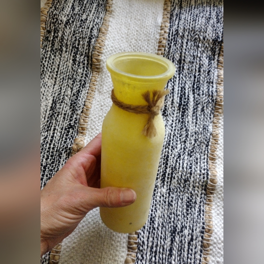 Yellow Decorative Vase with Twine Accent